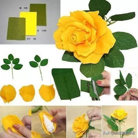 玫瑰花手工制作折纸步骤,立体玫瑰花的折法教程