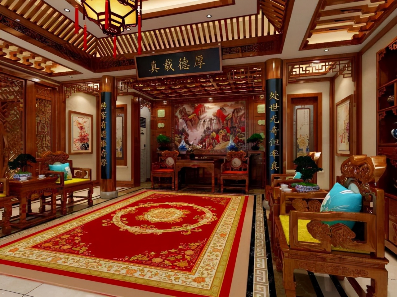 有一种诗意，叫做中式风，480㎡中式别墅，入户便是古典美