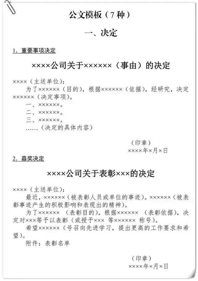 有函,請示,報告,通知,規定的公文格式等,下面是十三種公文寫作格式