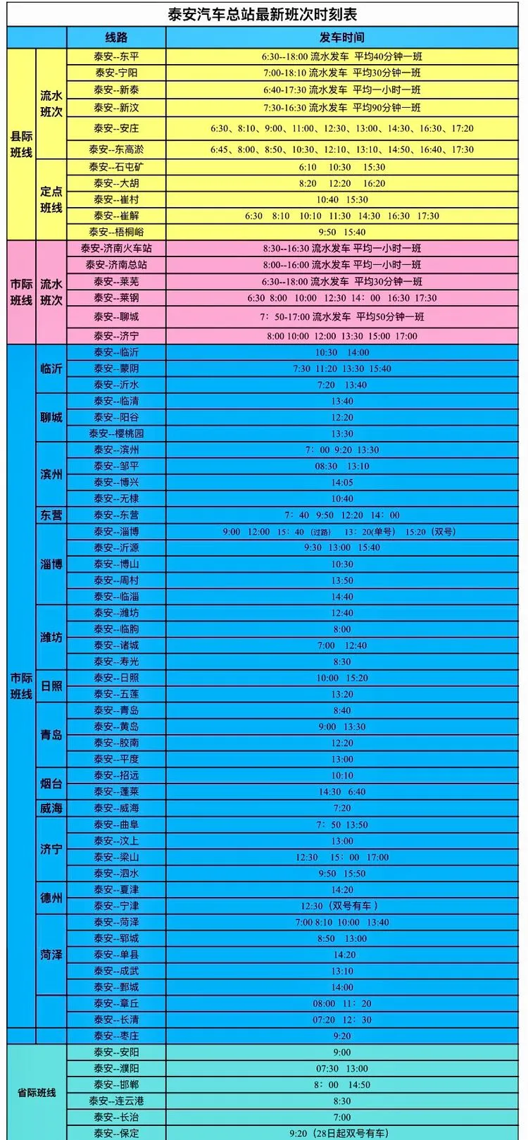 泰安汽车总站“五一小长假”增加发车班次！附详细时刻表！