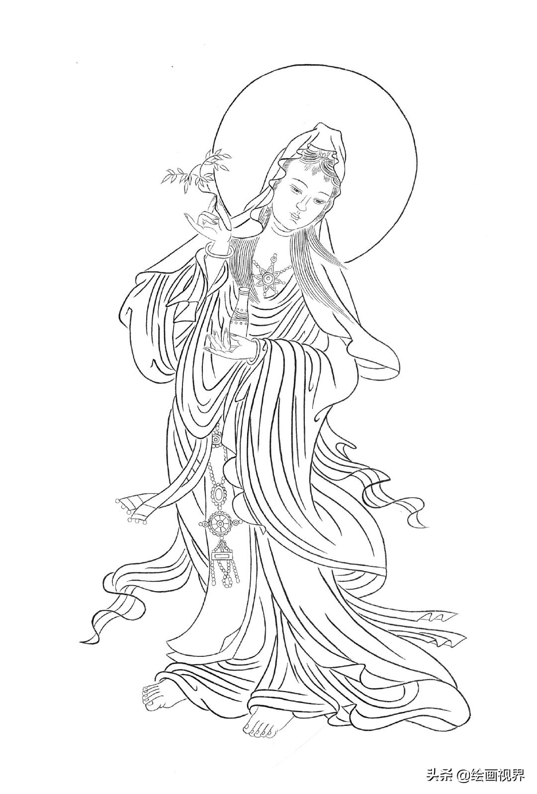 不会画白描线稿？其实画法很简单，老师都是这样画的，收藏学习