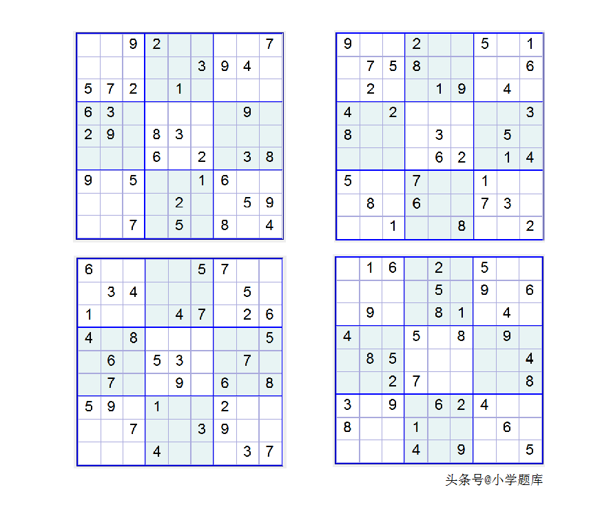 入门班数独7，九宫数独练习和方法（100道）