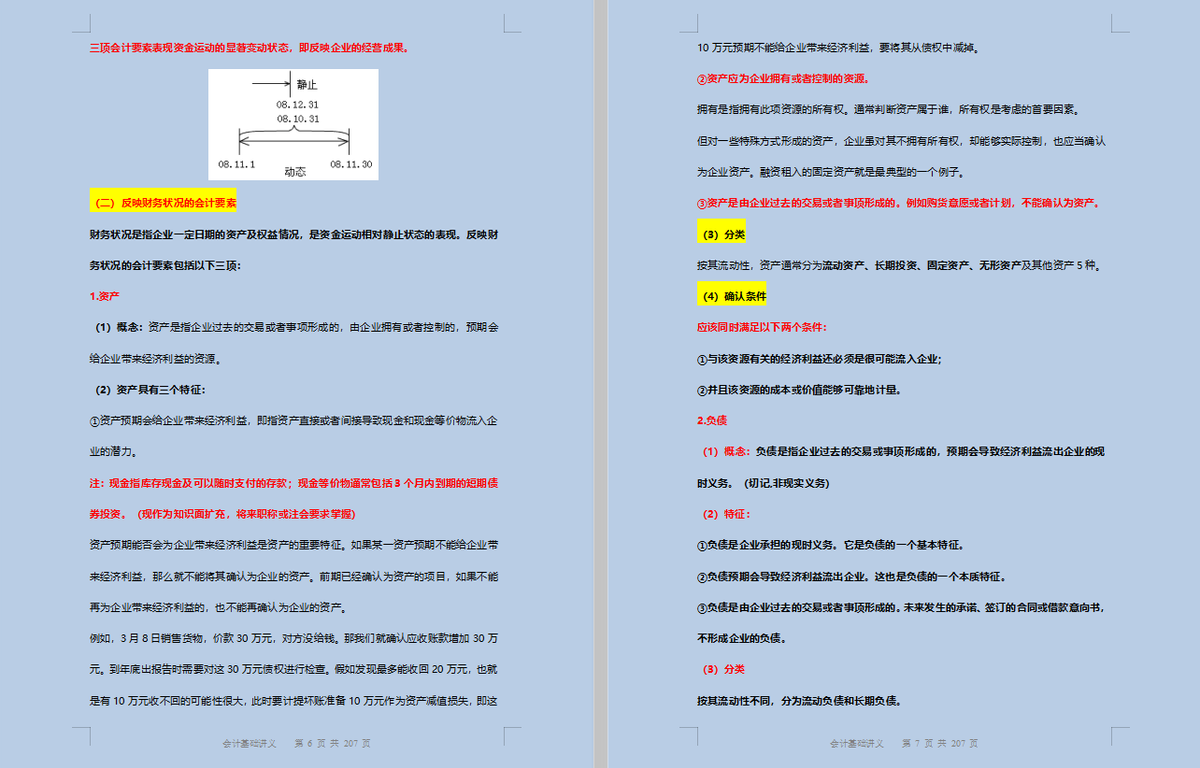 216页会计基础讲义，重点已做标记，建议会计新手打印出来学习