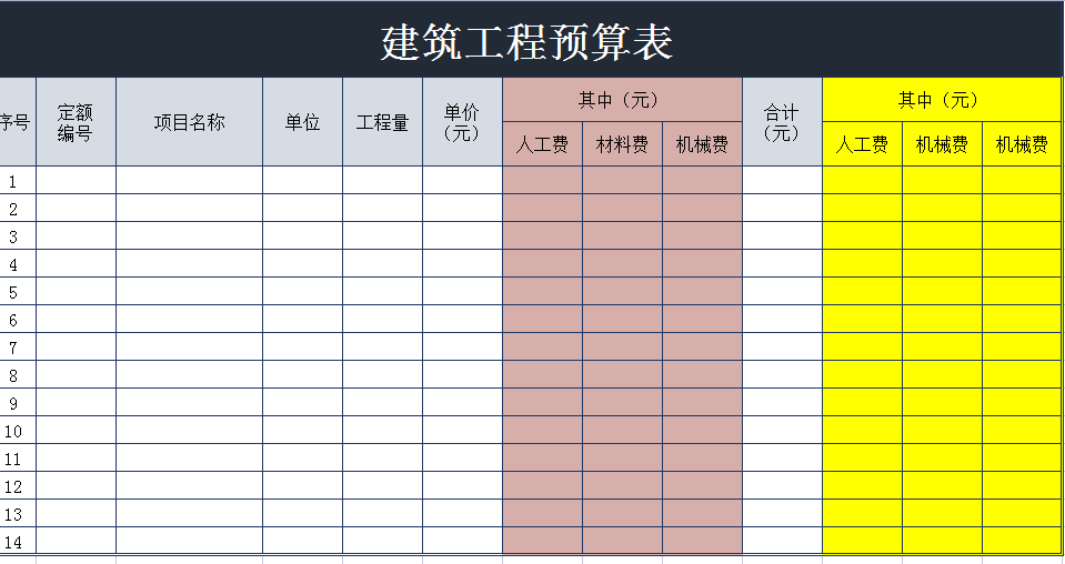 建筑行业会计常见的20套做账表格