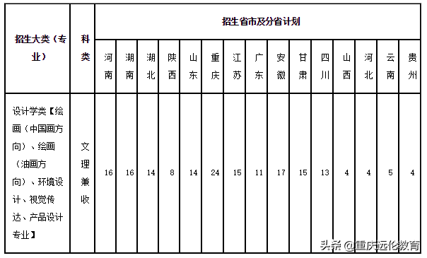 2019年重庆大学设计学类招生简章