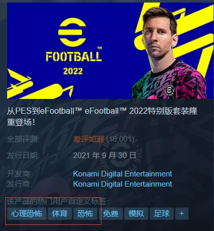 游戏绿茵场(来自“阴间”的《实况足球2022》，成了Steam上的差评之王)