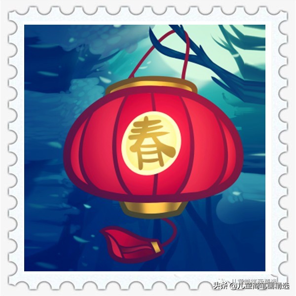 儿童简笔画精选-灯笼（Lantern）的绘画步骤