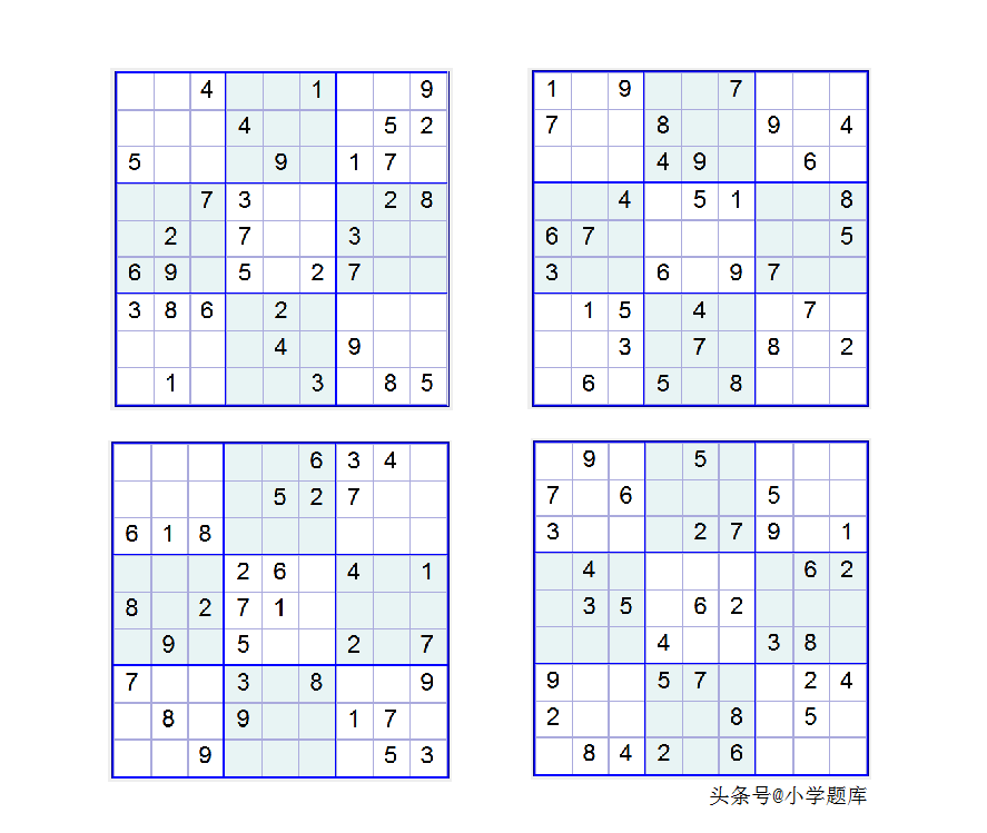 入门班数独7，九宫数独练习和方法（100道）