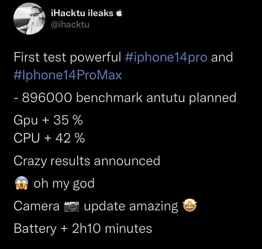 iPhone 14系列跑分曝光：A16芯片性能太强了