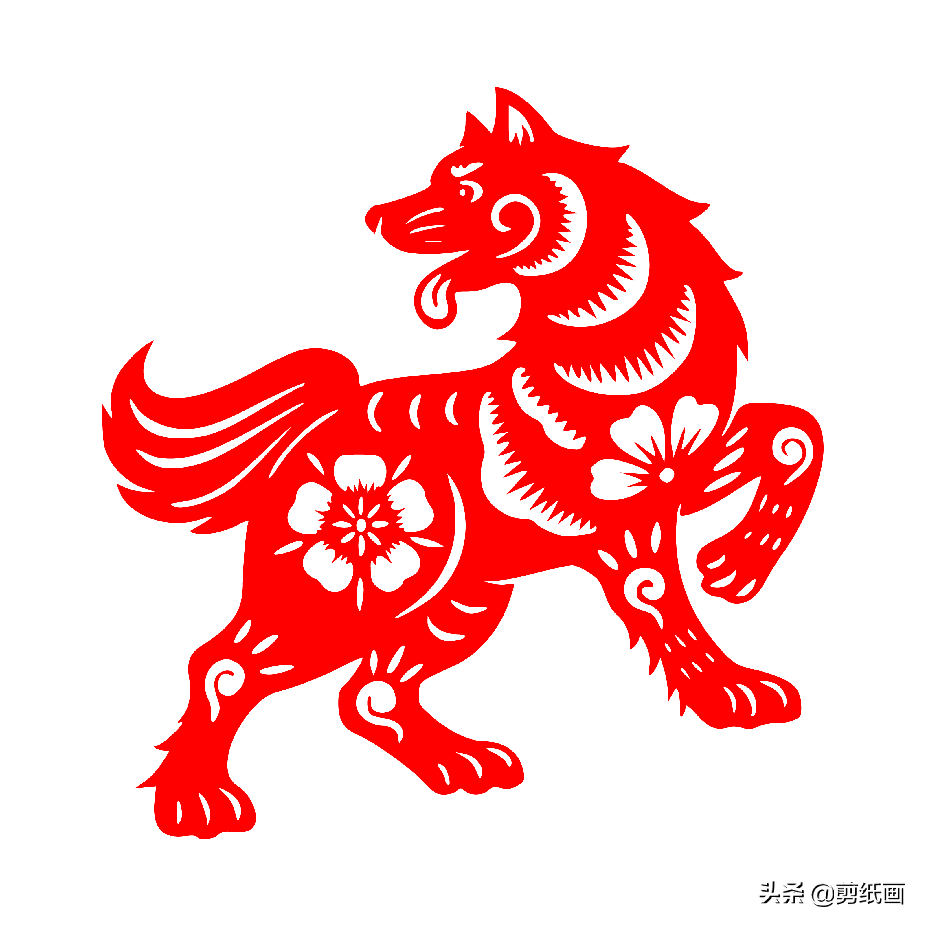 十二生肖剪纸狗,从一而终,狗不懂背叛,欺骗与怀疑,只有忠诚