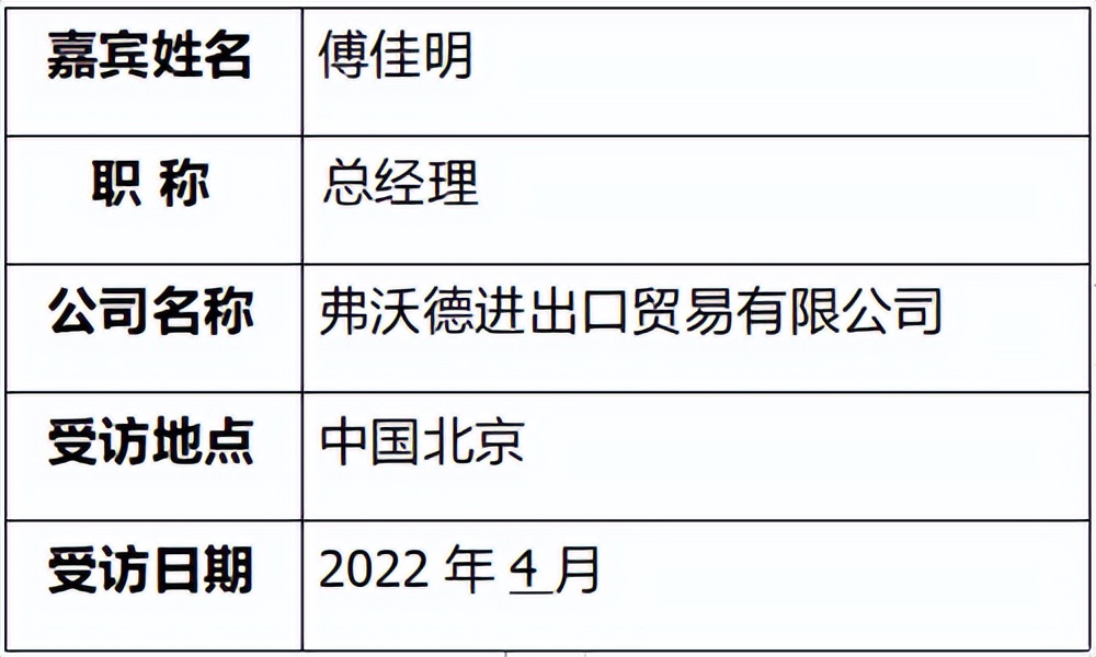 弗沃德进口管道十大品牌：名企总经理傅佳明专访