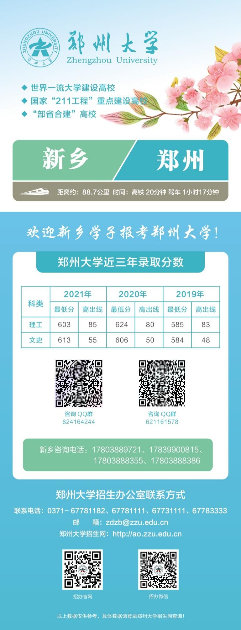 考生必看！郑州大学近3年河南省录取分数汇总，附省内18地市咨询方式！
