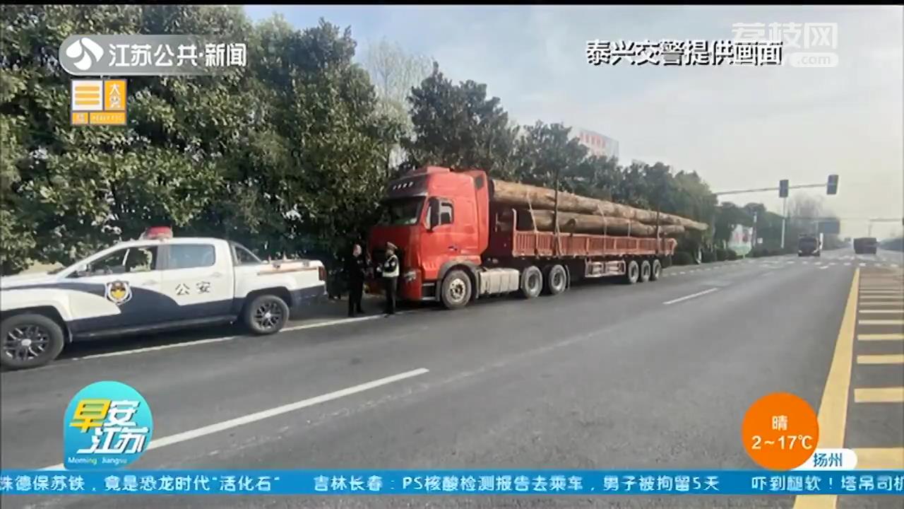 货车装载超长被泰兴交警拦下 一查竟发现更大&ldquo;猫腻&rdquo;