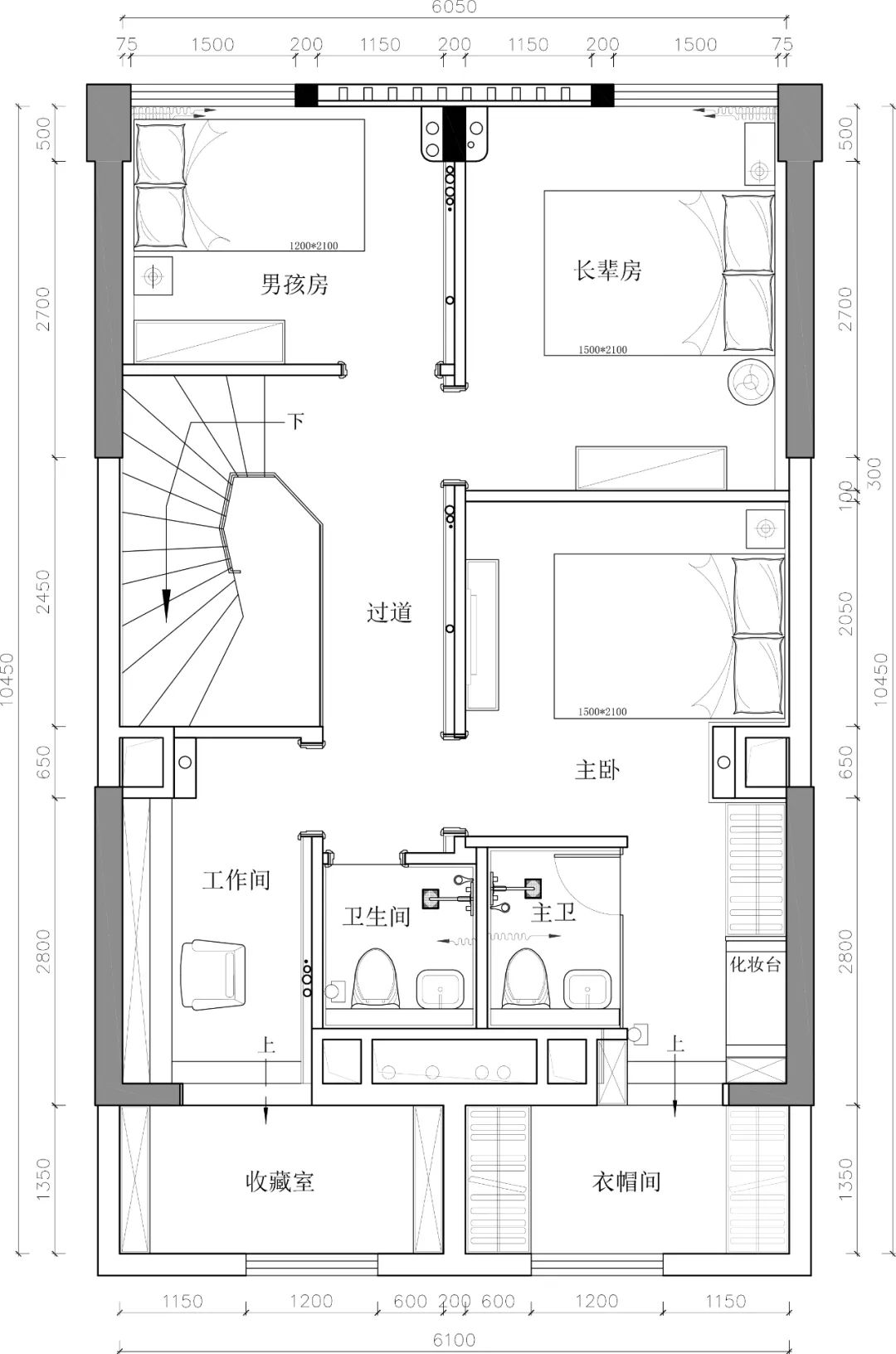 52㎡如何设计出四房三卫两厅一厨一阳台