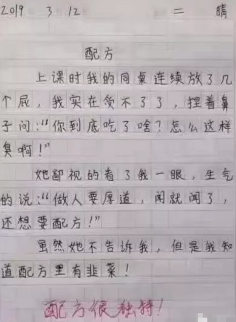 小学生作文爆红网络，气坏家长，笑坏老师，网友：是个人才