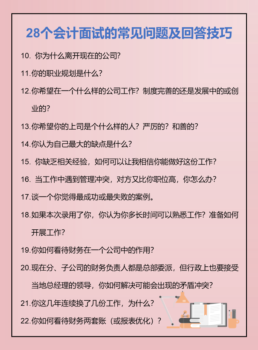 面试会计工作时，面试官会问哪些问题？现成的回答模板来了