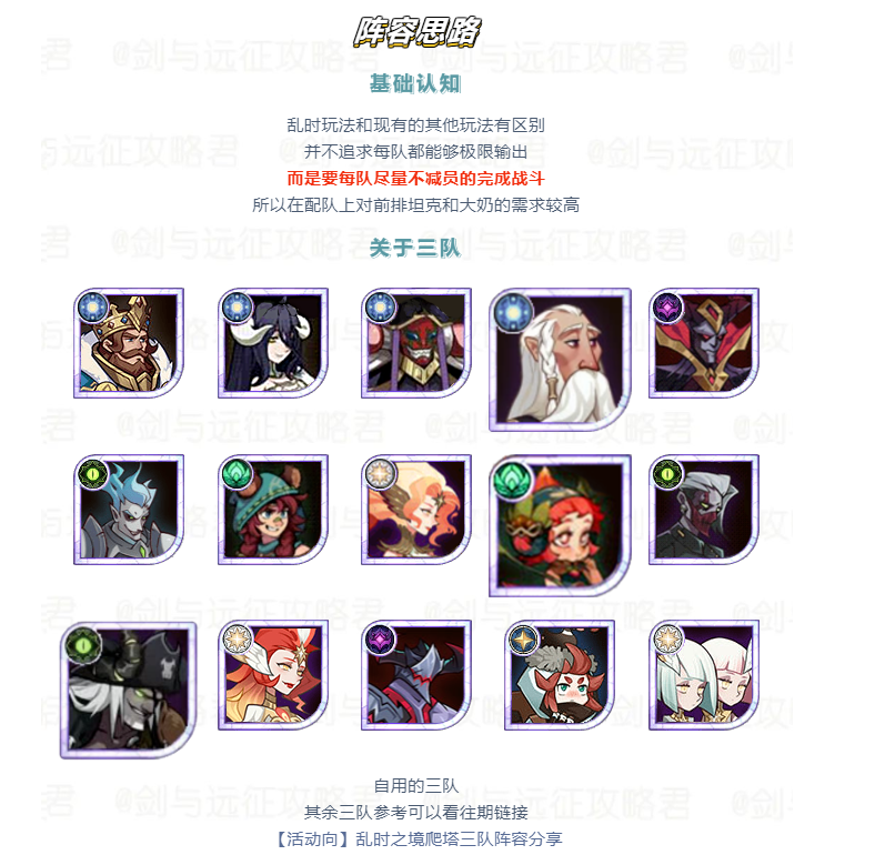 「活动向」乱时之境爬塔四队阵容心得分享
