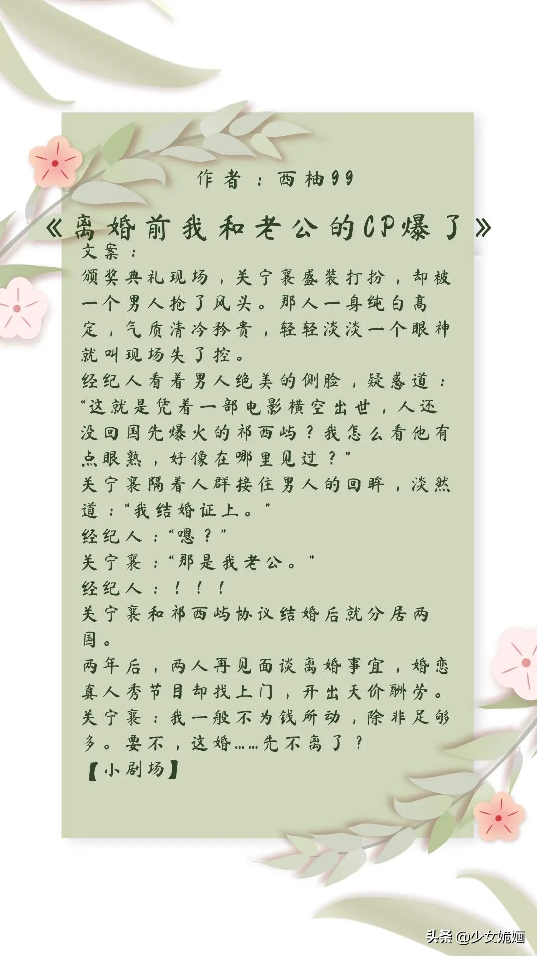 现言推荐！5本幽默轻松小甜文：藏梦~娱乐圈隐恋~予以热忱