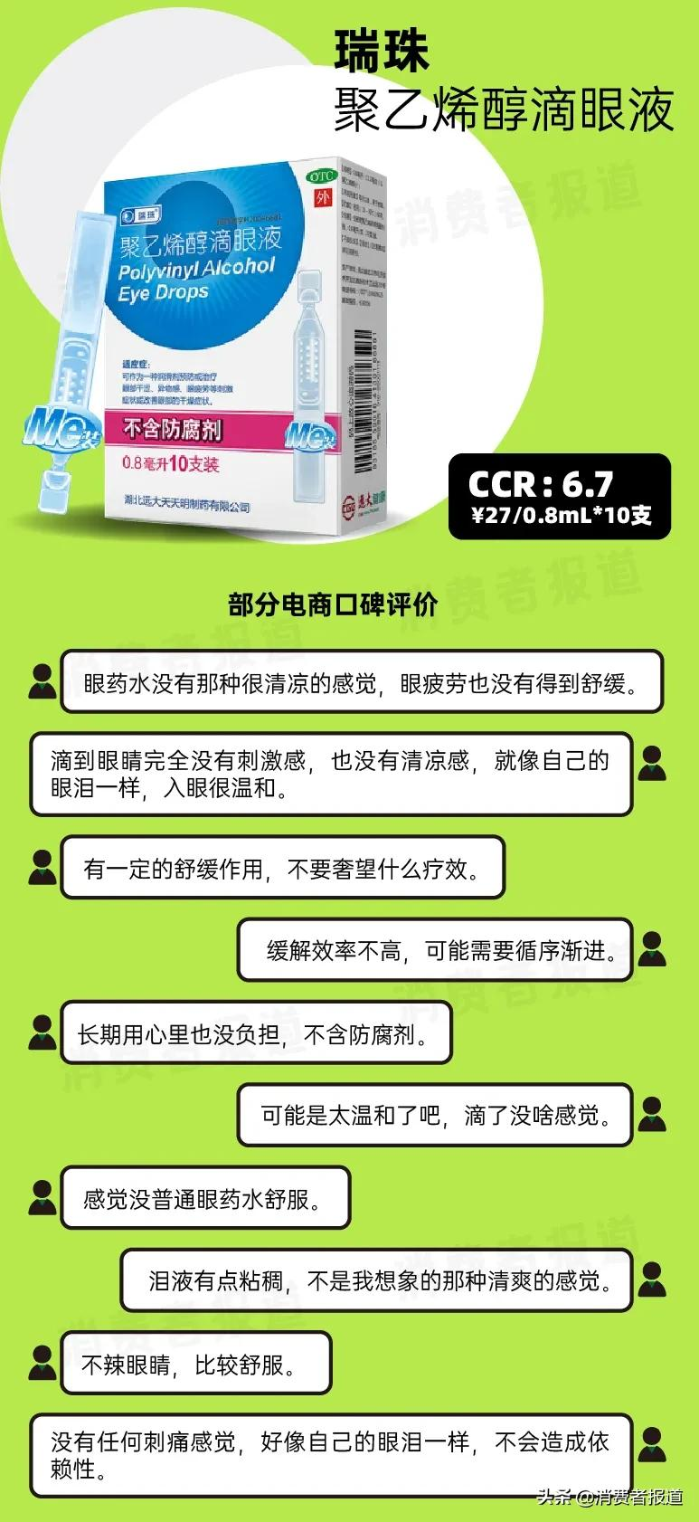 10款眼药水口碑报告:参天、小林制药评分高;大正制药、瑞珠被指“即时舒缓效果”弱