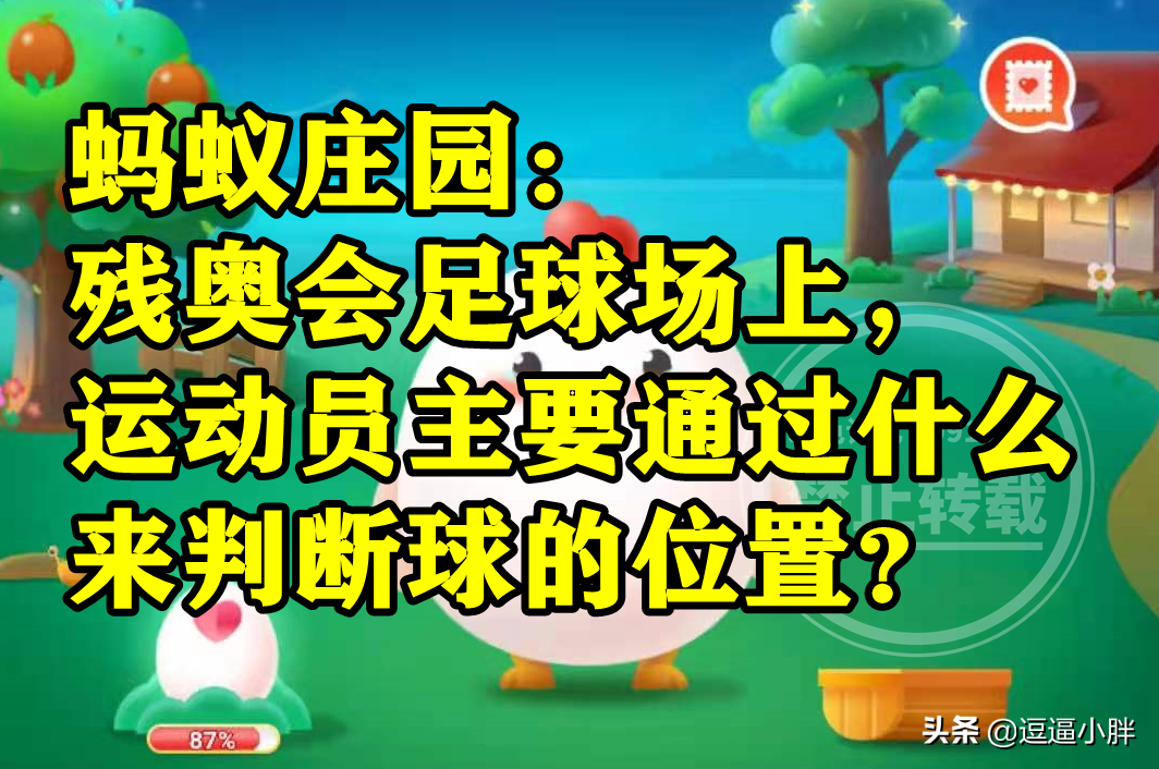 足球怎么知道自己适合什么位置(蚂蚁庄园5月13日答案最新 残奥会足球场上运动员通过什么判断位置)