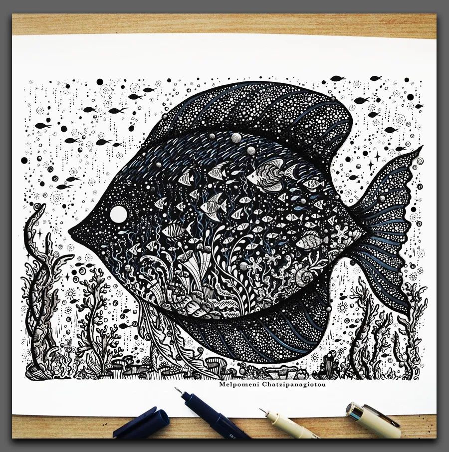 艺术|线条的艺术,精美而富有想象力的黑白装饰画