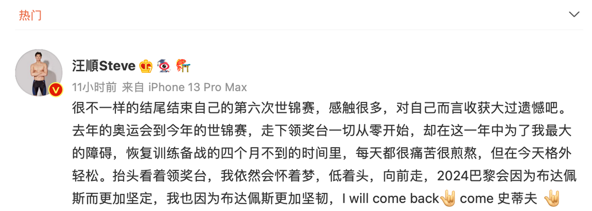 奥运会运动员调整状态要多久(27岁夺奥运冠军，28岁成绩大滑坡！汪顺拒绝退役，目标2024年巴黎)