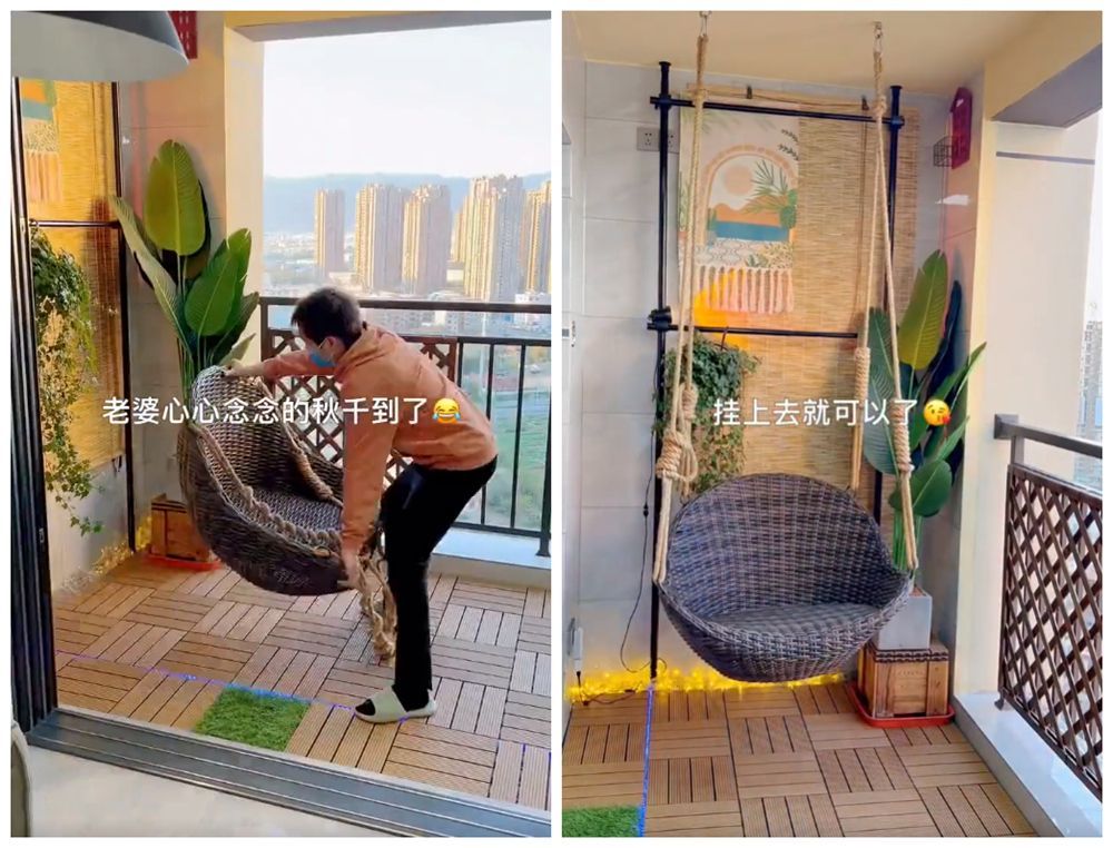 90后小哥为讨老婆欢心，低预算改造露天阳台，变成“露天电影院”