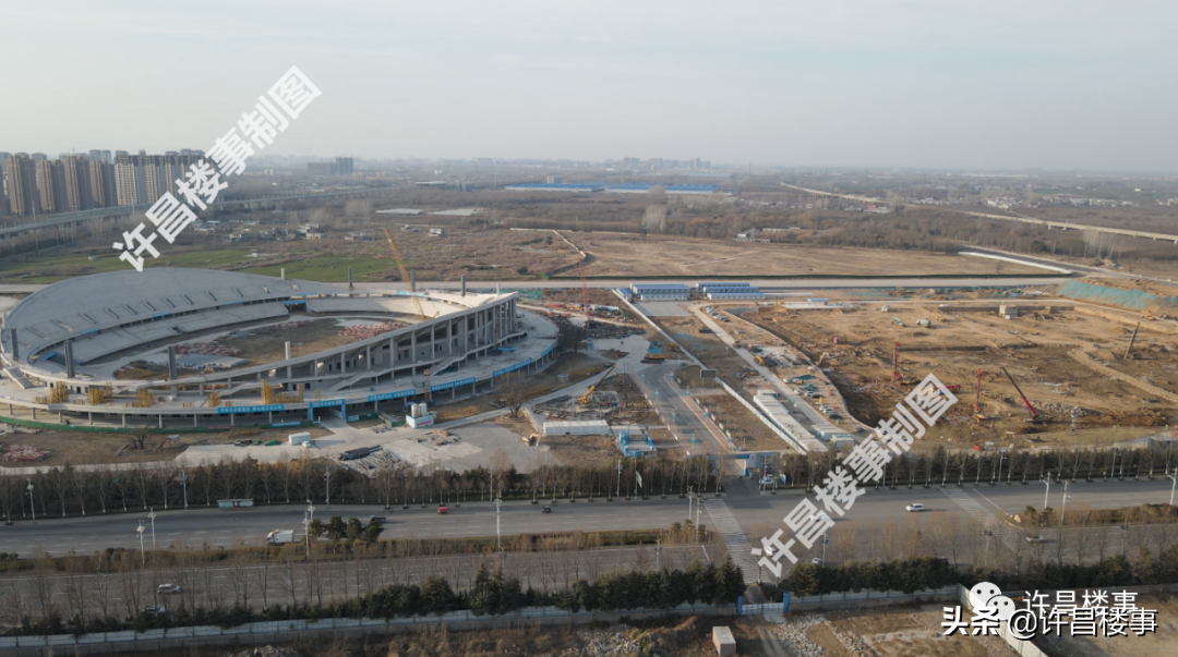 中原科技学院、体育中心、建安综保区、区二高航拍（2022.02）