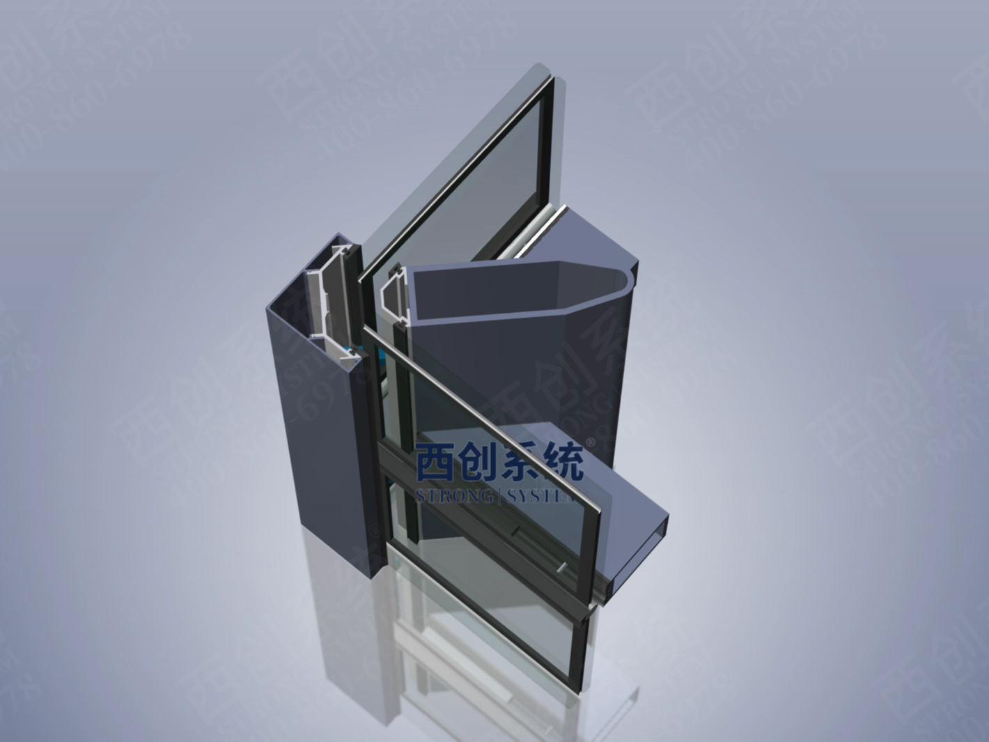 多截面精制钢型材幕墙系统90度阳角转接方法 - 西创系统(图9)