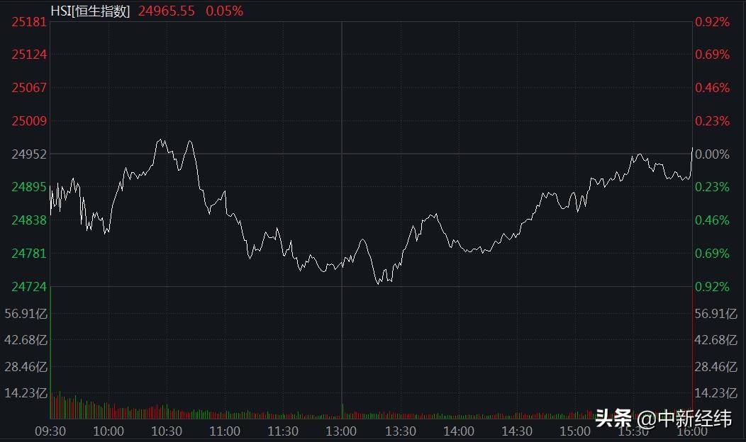 恒指微幅收涨0.05%：消费股活跃，医药股走低
