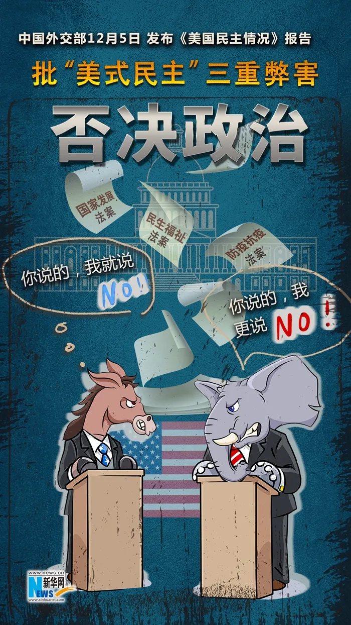 漫画|中国外交部批“美式民主”三重弊害