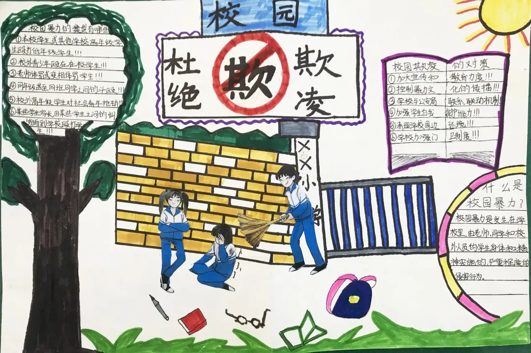 每一张绘画作品都是孩子喊出"拒绝校园欺凌"的宣言
