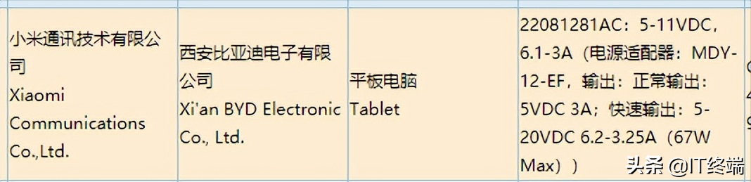 小米平板6即将发布：最高支持67W超级快充