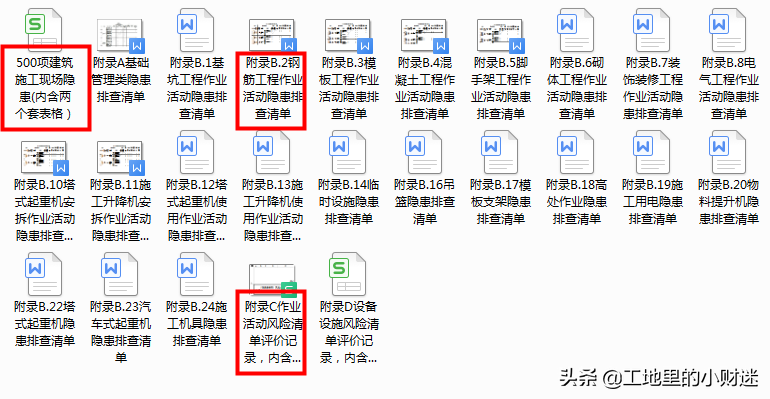 500个建筑施工企业风险辨识分级管控清单，包括房建、市政等