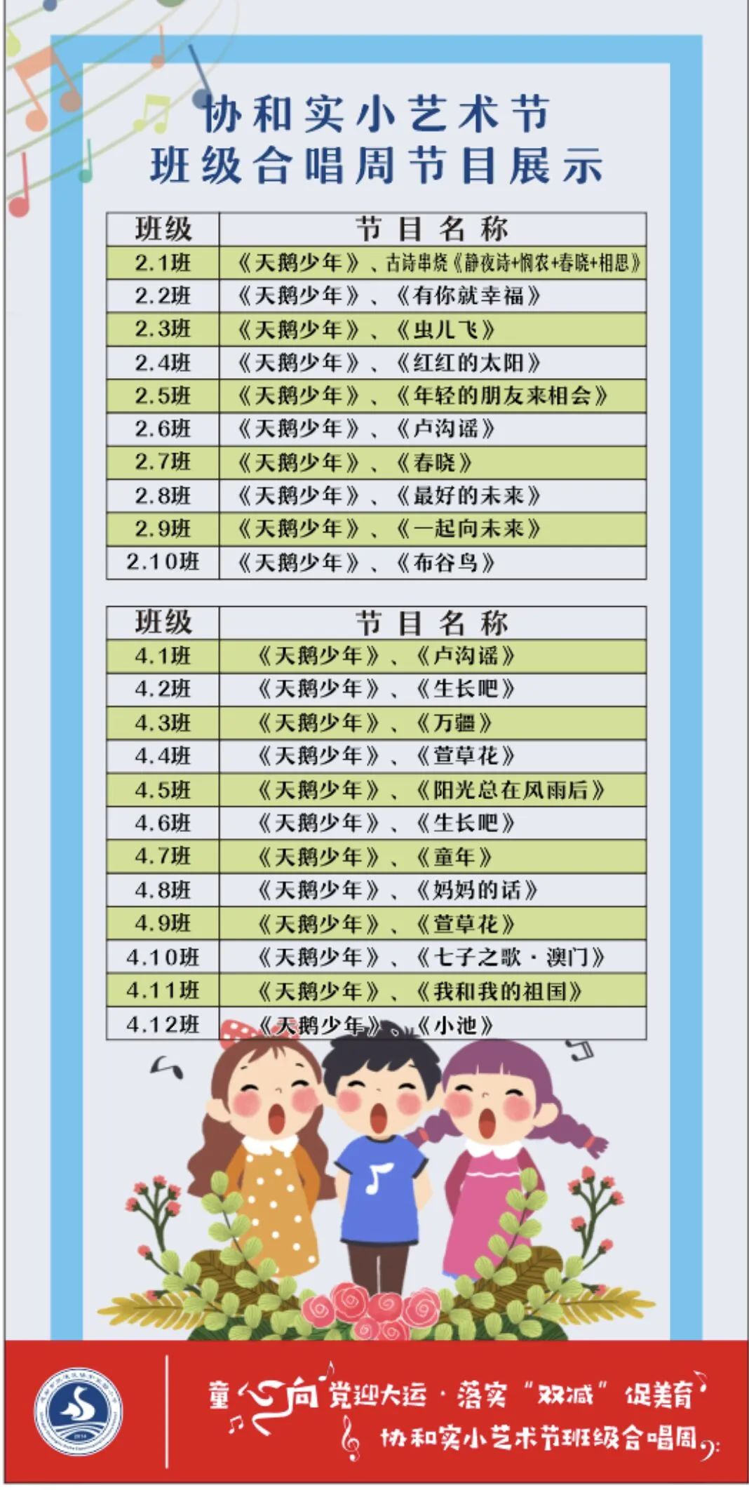 协和实小举行“童心向党迎大运，落实双减促美育”主题合唱比赛