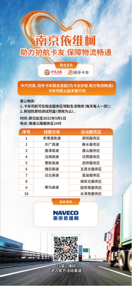 南京依維柯、中汽兄弟、快手卡車三方聯(lián)合為卡友保駕護(hù)航