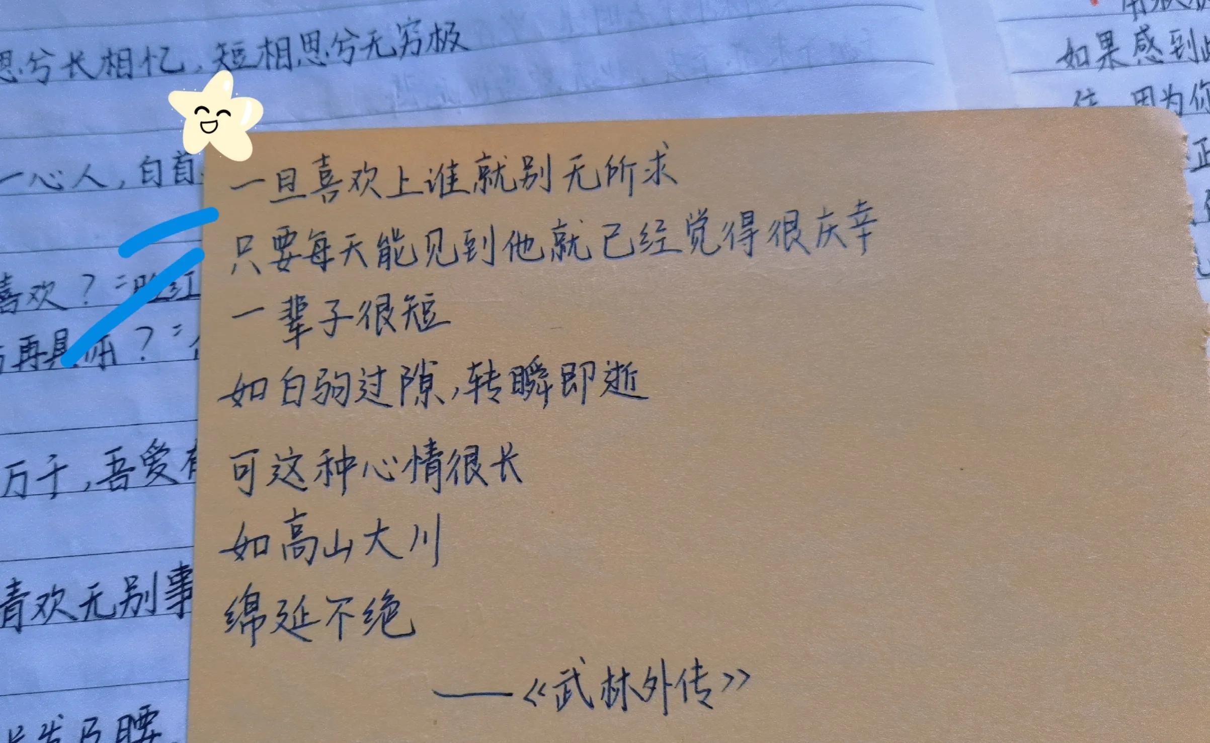 那些极致浪漫且温柔干净的句子（手写摘抄）