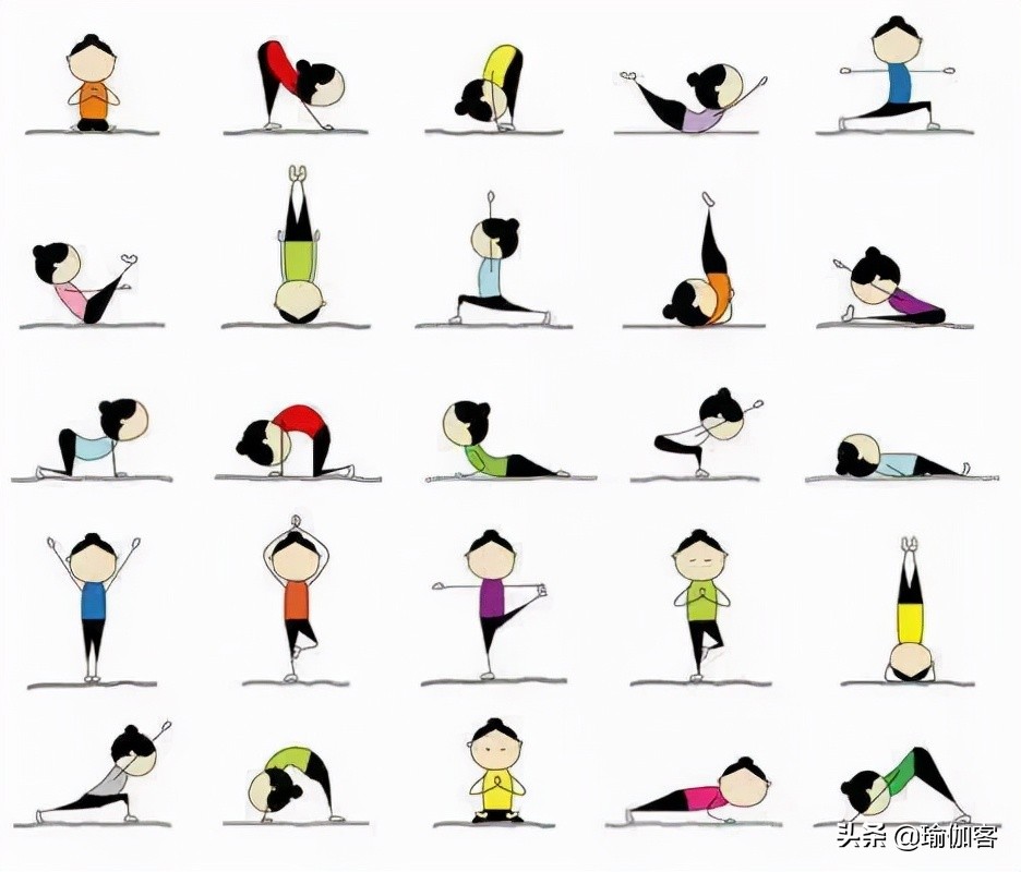 超全300个瑜伽小人体式图 简单易学的体式绘法，瑜伽老师排课必备