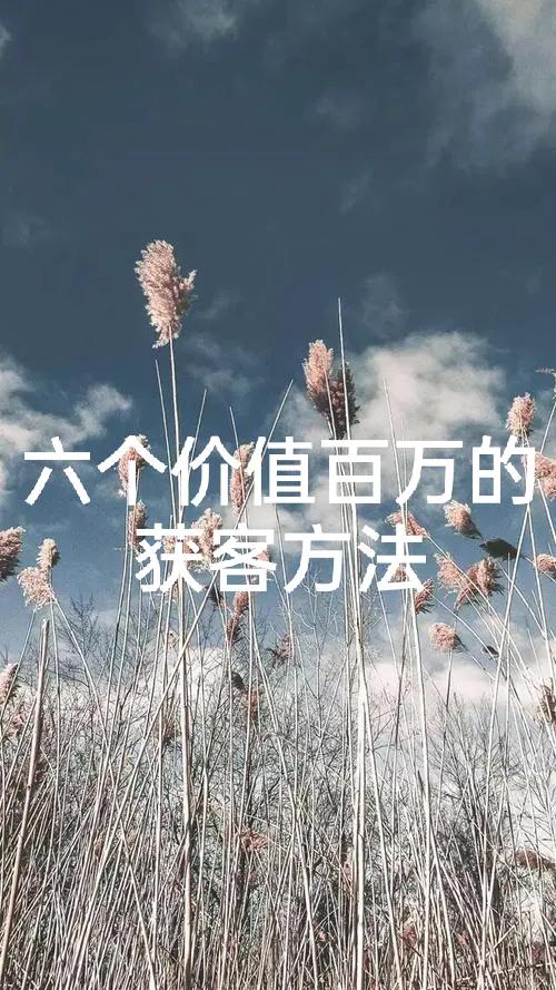 六个价值百万的获客方法