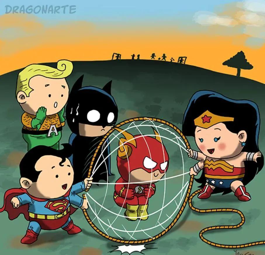 漫威DC搞笑漫画，蝙蝠侠和超人比赛射飞镖，闪电侠：你们礼貌吗？