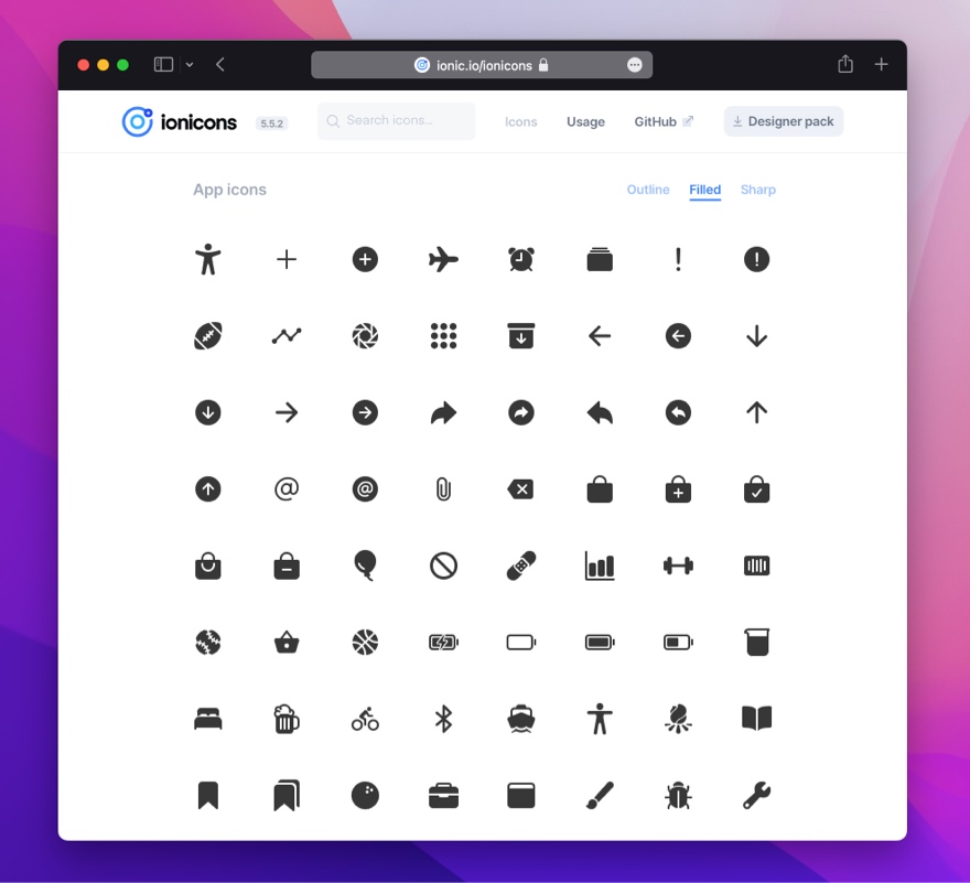 Ionicons - 免费开源、高性能的图标库，适用于 web / APP / 桌面应用