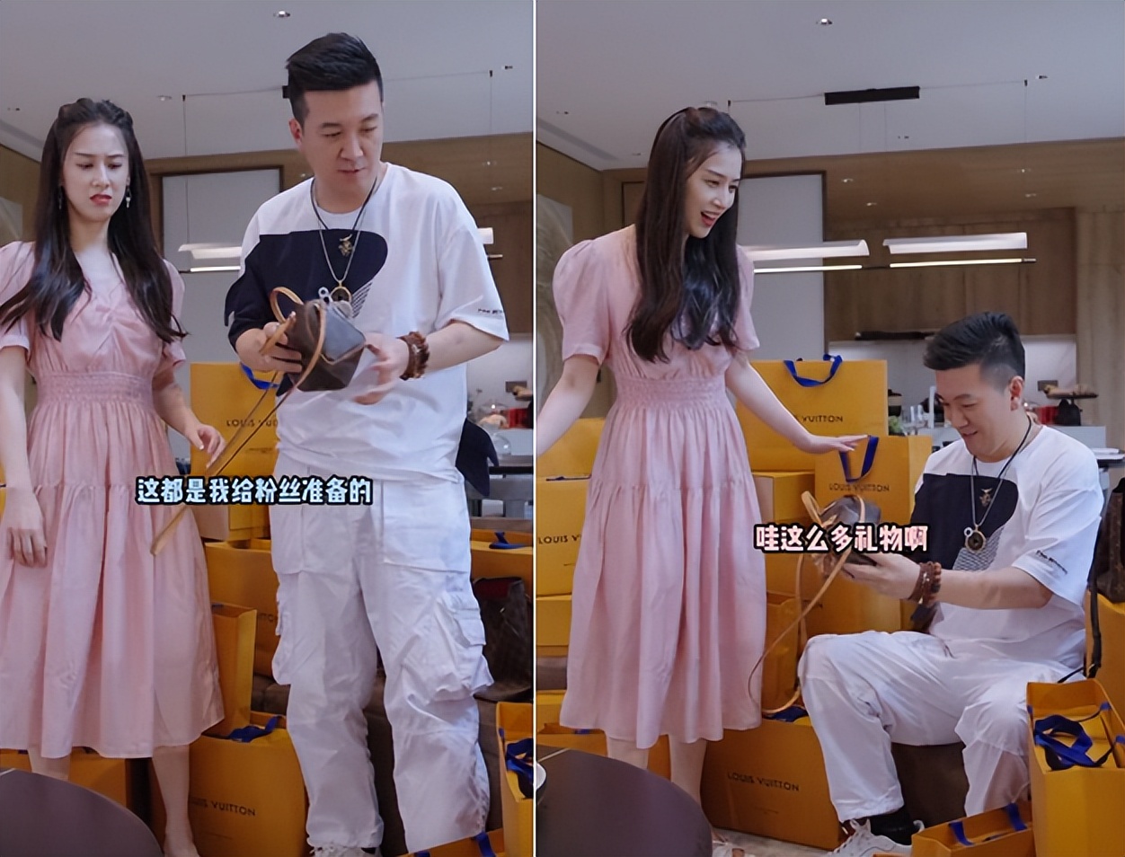 黄圣依和老公直播带货！屋子里堆一地奢侈品，百万个水杯堆成小山