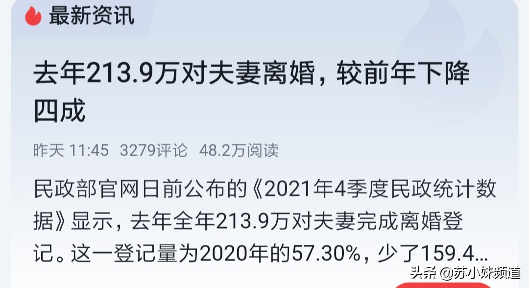 2021离婚大数据发布，离婚率下降的原因很现实