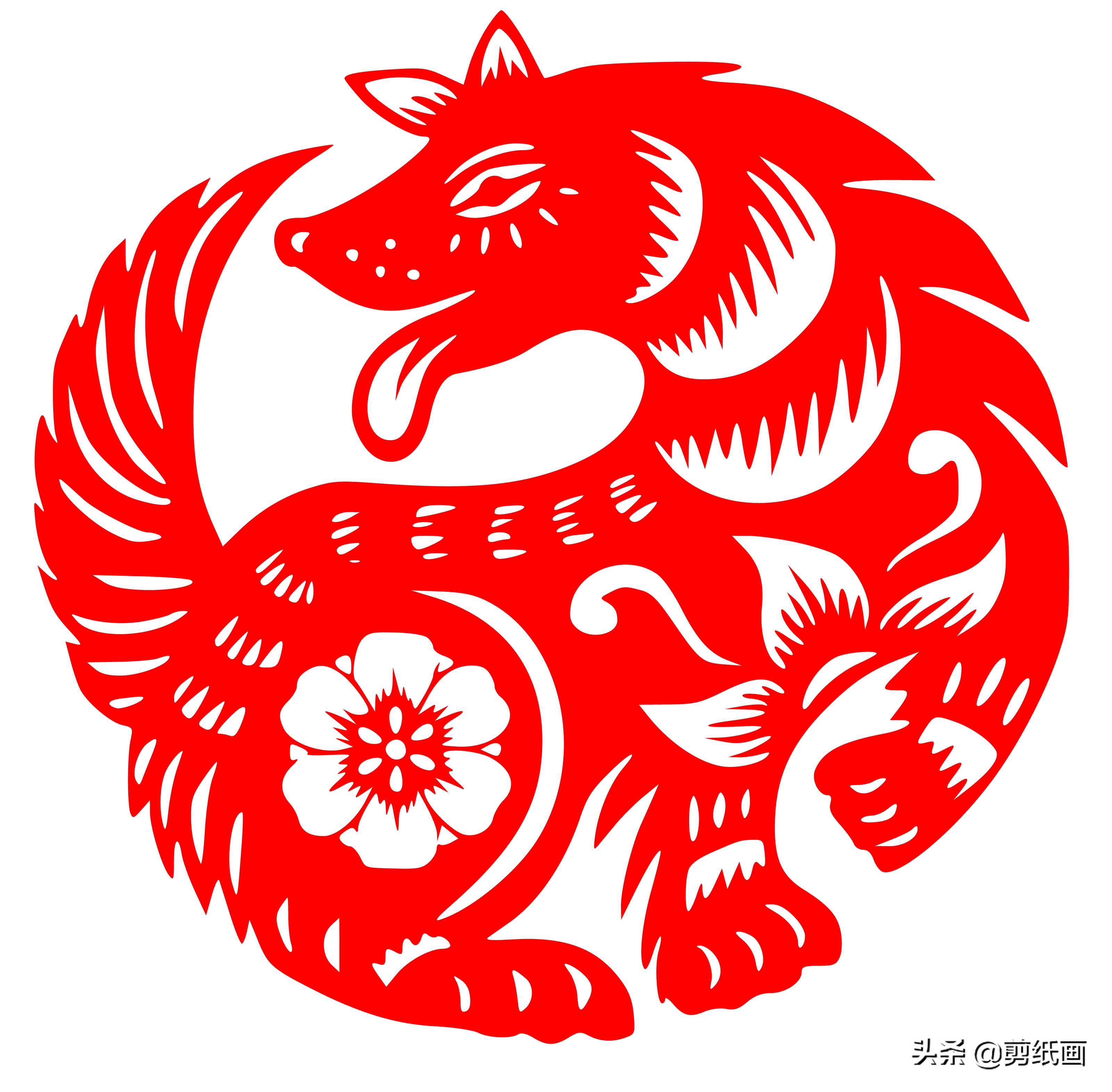 十二生肖剪纸狗,从一而终,狗不懂背叛,欺骗与怀疑,只有忠诚