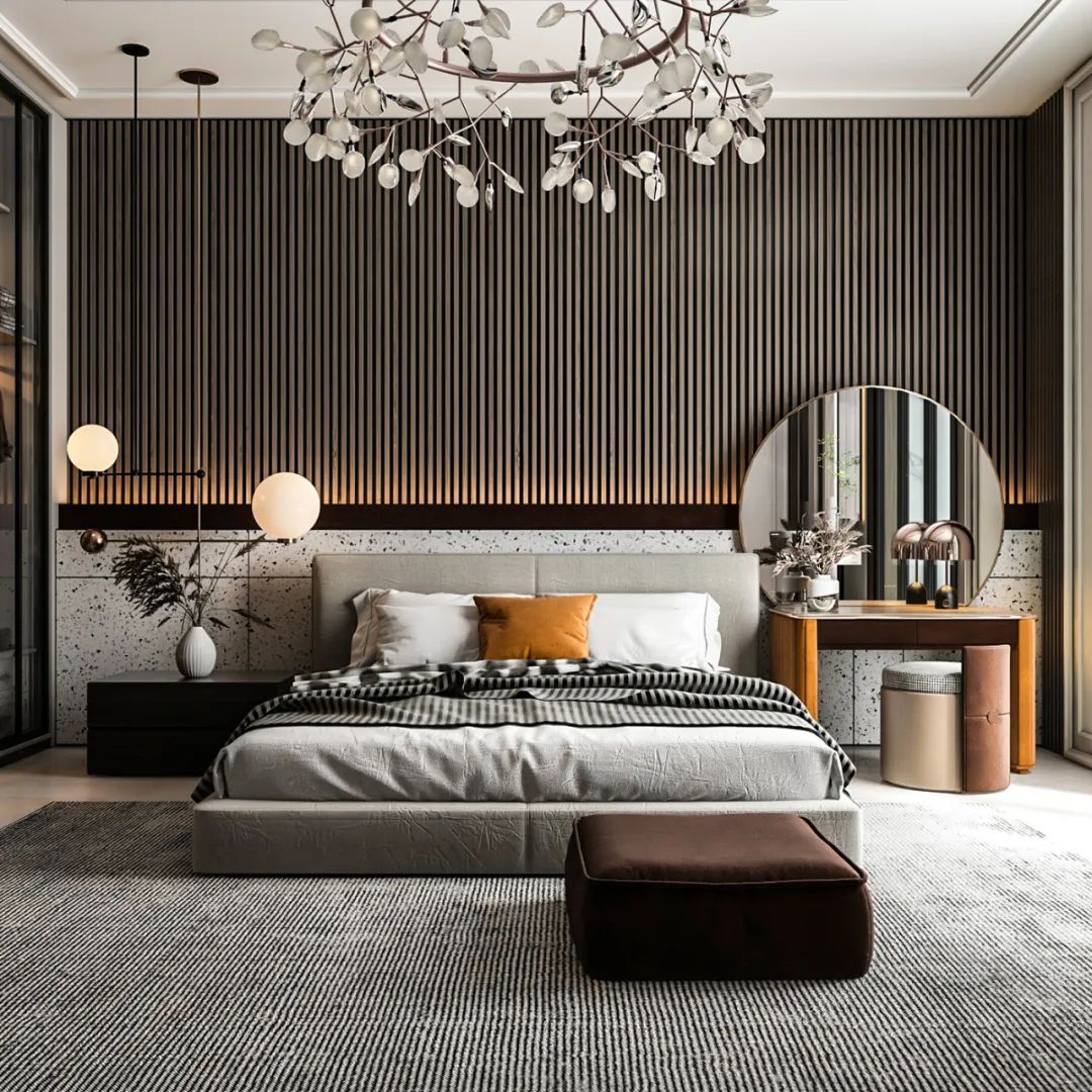 床头背景墙这样设计，把卧室改成了人人羡慕的空间，高级且耐用