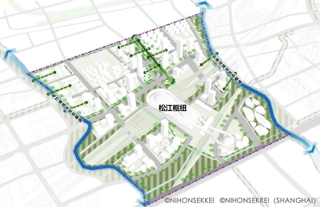 上海松江枢纽地区城市设计——缤纷云环 / NSSH 株式会社日本设计