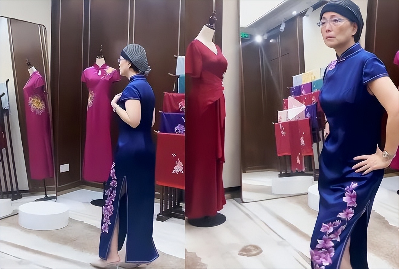 苑琼丹罕见露面，定制紫荆花贵妇旗袍，与老公两地分隔已1年