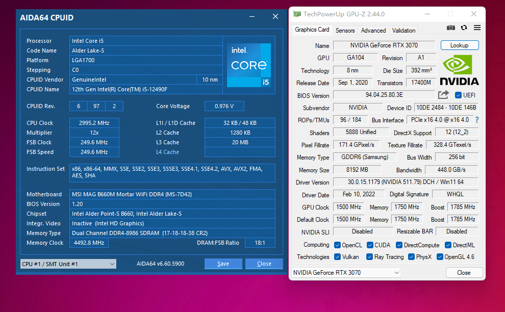 “i5-12500无核显增强版”—i5-12490F+微星B660M MORTAR性能实测