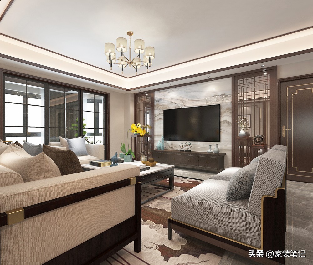 中式装修的“天花板”来了，客厅挂字画，让空间显得高级又很舒适