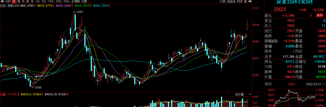 尿素日内飙至7%，再试3000关口